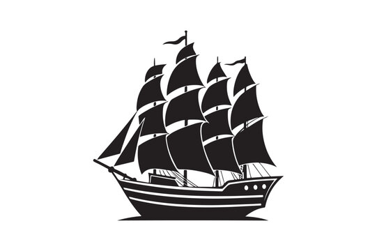 recommend clip art: Sailing Ship silhouette vector illustration, Sailing Ship silhouette vector. Sailing Ship silhouette PNG