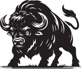 Fototapeta premium Wild Buffalo Silhouette vector illustration isolated on a white background
