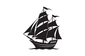 Sailing Ship silhouette vector illustration, Sailing Ship silhouette vector. Sailing Ship silhouette PNG