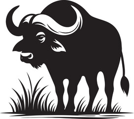 Wild Buffalo Silhouette vector illustration isolated on a white background
