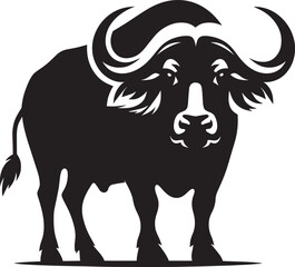 Wild Running Buffalo Silhouette vector illustration isolated on a white background