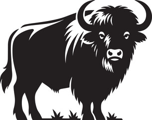 Wild Running Buffalo Silhouette vector illustration isolated on a white background