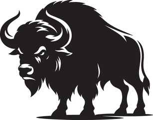 Obraz premium Wild Running Buffalo Silhouette vector illustration isolated on a white background