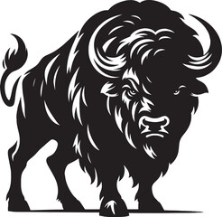 Wild Running Buffalo Silhouette vector illustration isolated on a white background