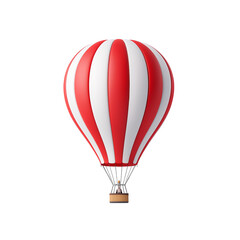 Fototapeta premium Red and white striped hot air balloon isolated on black background