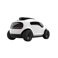 Fototapeta premium Futuristic compact car design in white with black wheels and accents