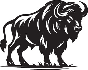 Naklejka premium Wild Running Buffalo Silhouette vector illustration isolated on a white background