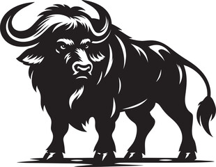 Wild Running Buffalo Silhouette vector illustration isolated on a white background