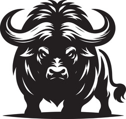 Wild Running Buffalo Silhouette vector illustration isolated on a white background