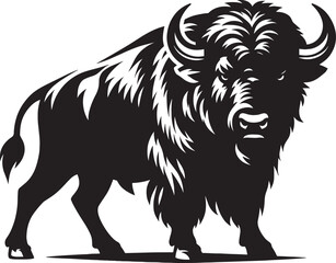 Wild Running Buffalo Silhouette vector illustration isolated on a white background
