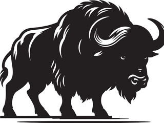 Wild Running Buffalo Silhouette vector illustration isolated on a white background
