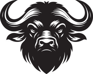 Wild Running Buffalo Silhouette vector illustration isolated on a white background