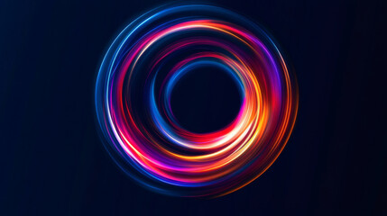 Vector illustration featuring abstract light painting with light motion circles and a swirl trail effect, showcasing slow shutter speed rings