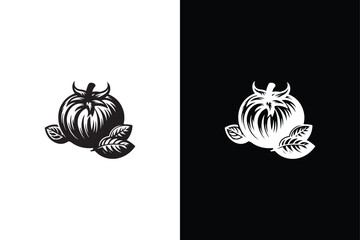 Black And White Tomato Iconic Silhouette Art.