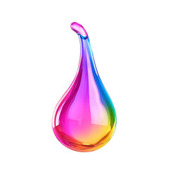 Vibrant rainbow colored water droplet with glossy finish