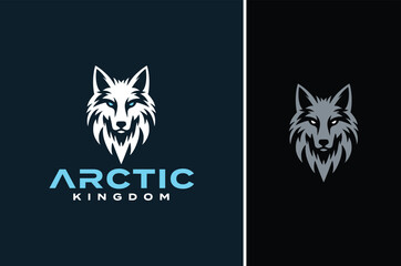 A Tundra Arctic Grey White Wolf Face Silhouette logo design