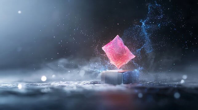 An avant-garde blockchain development center with shifting holographic ledgers and bioluminescent cryptocurrency wallets promoting blockchain innovation