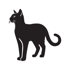 Obraz premium Abyssinian cat silhouette Clipart - Abyssinian logo Design - Cat Vector illustration in black and white