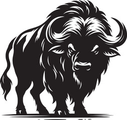Obraz premium Wild Running Buffalo Silhouette vector illustration isolated on a white background