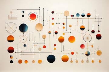 Abstract design featuring colorful geometric shapes and lines.