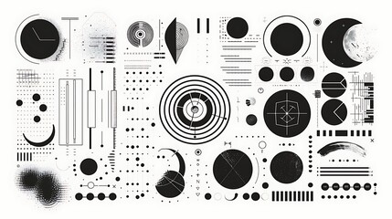 Obraz premium Abstract black and white geometric patterns and shapes.