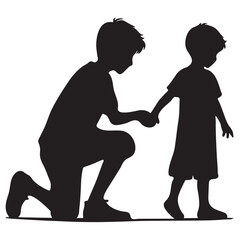 Helping character, helping hands silhouette vector art, help others who need helps.