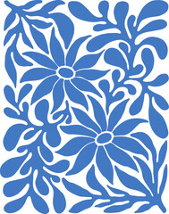 Contemporary Matisse inspired art background vector. Abstract botanical hand drawn poster design with flowers, leaves and branches. Simple modern style illustrated design for print, cover and card.