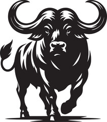 Wild Running Buffalo Silhouette vector illustration isolated on a white background