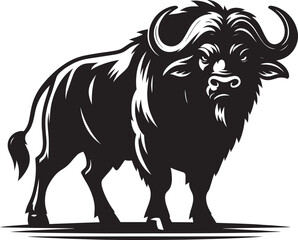 Wild Running Buffalo Silhouette vector illustration isolated on a white background