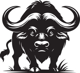 Wild Running Buffalo Silhouette vector illustration isolated on a white background