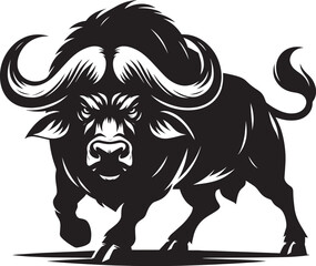 Wild Running Buffalo Silhouette vector illustration isolated on a white background