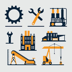 vector icons representing home fix and factory maintenance, gas and electricity maintenance