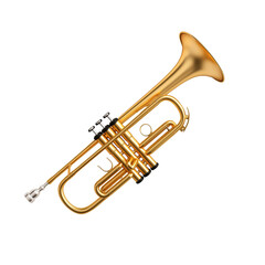 Fototapeta premium Close up of a shiny golden trumpet isolated on black background