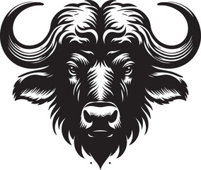 Wild Running Buffalo Silhouette vector illustration isolated on a white background