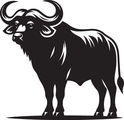 Wild Running Buffalo Silhouette vector illustration isolated on a white background