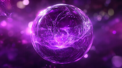 Futuristic purple translucent glass sphere with liquid plasma energy. Abstract background featuring a high-quality 4K video with motion design.
