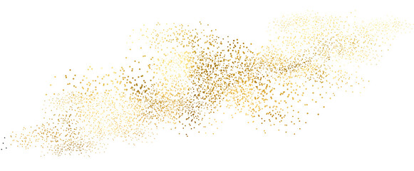 Sparkling dust particles. luxury sparkling PNG  Gold splatter border .Festive background with gold glitter and confetti for celebration. Background with glowing golden particles.
