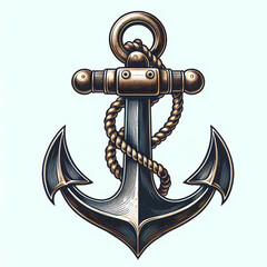 Vintage Anchor Illustration with Rope Detail