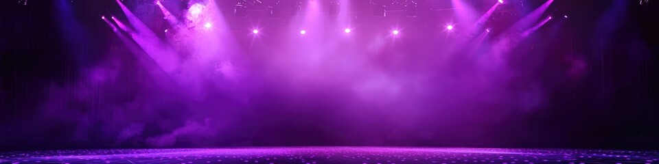 Fototapeta premium Purple Spotlight on Panoramic Theater Setting, Stage View