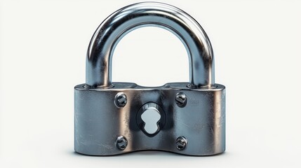 Fototapeta premium A shiny metal padlock with a keyhole, symbolizing security.
