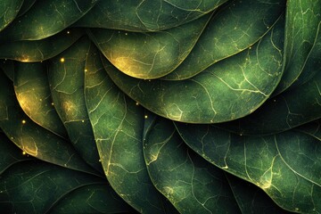 Fototapeta premium Close-up view of lush green leaves, showcasing intricate textures and vibrant patterns, perfect for nature-themed projects.