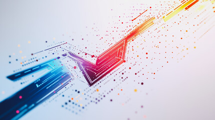 Obraz premium Abstract white background with Colorful geometric and circle lines. Digital future technology . Abstract business connection of lines from nodes innovation of communication in the network.