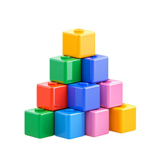 Colorful building blocks stacked in a pyramid shape for play and education
