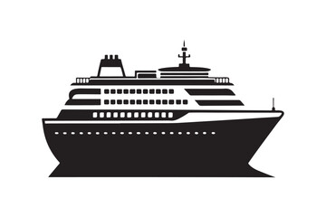 Obraz premium Cruise Ship silhouette vector illustration, Cruise Ship silhouette vector , Cruise Ship silhouette PNG 
