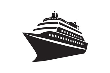 Cruise Ship silhouette vector illustration, Cruise Ship silhouette vector , Cruise Ship silhouette PNG 