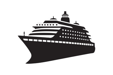 Cruise Ship silhouette vector illustration, Cruise Ship silhouette vector , Cruise Ship silhouette PNG 