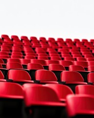 Naklejka premium A visually striking arrangement of red theater seats, creating a vibrant and inviting atmosphere in a performance space.