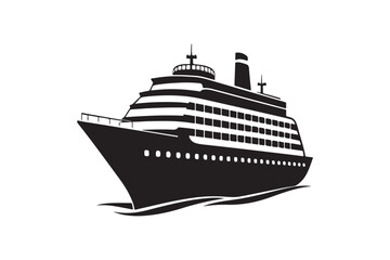 Obraz premium Cruise Ship silhouette vector illustration, Cruise Ship silhouette vector , Cruise Ship silhouette PNG 