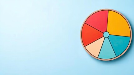 Colorful wheel on a blue background, representing creativity and choice. Perfect for design and marketing concepts.