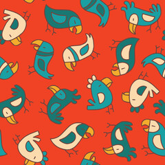 Parrot Vector Seamless Pattern illustration for Print, Wallpaper, Decoration.